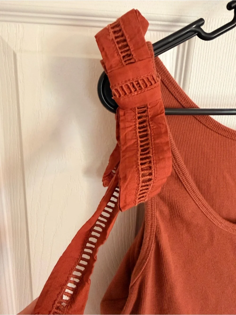 LOFT Rust Ruffle-Strap Tank Top - Picture 2 of 4